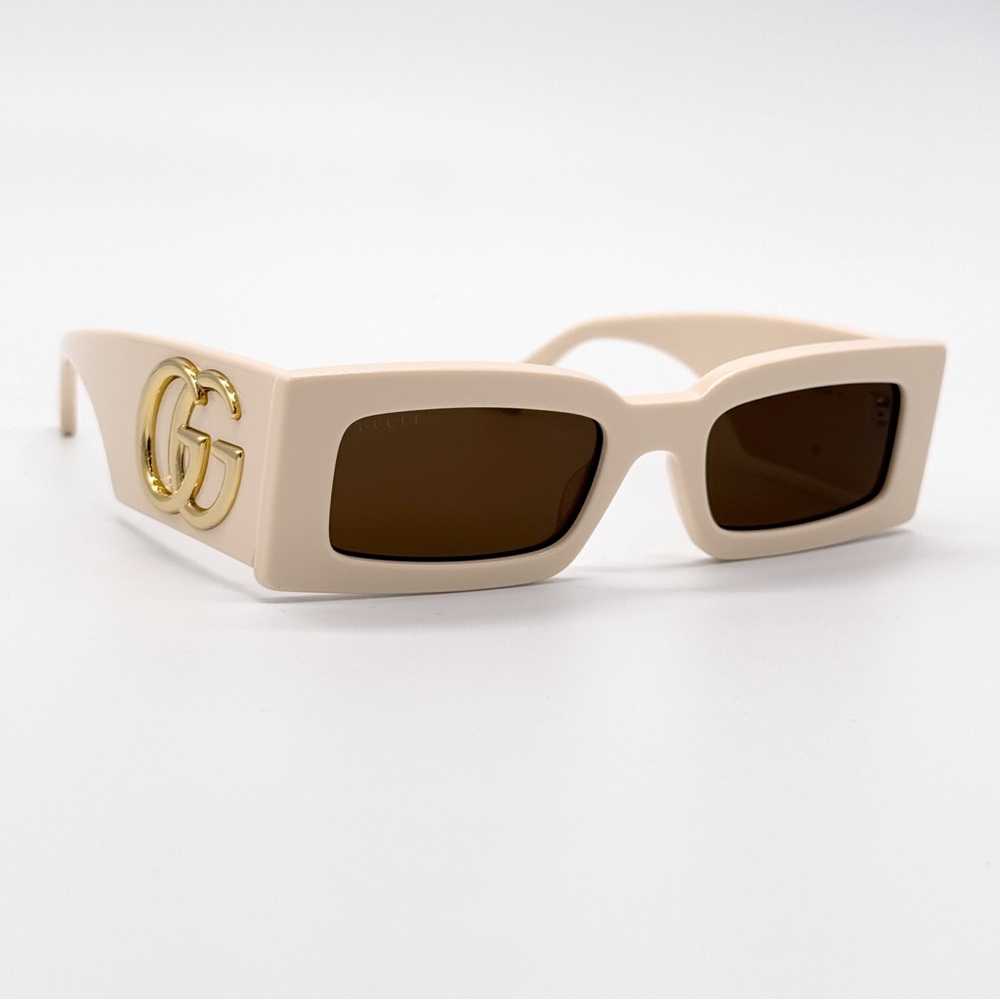 NEW GUCCI GG1425S 004 RECTANGLE BEIGE BROWN WOMEN SUNGLASSES GUCCI - Picture 6 of 12